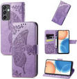 Flip case for Samsung Galaxy M55 5G, Butterfly, purple