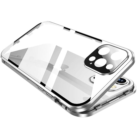 Case for iPhone 16 Pro, Magnetic Dual Glass, silver