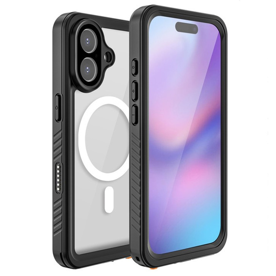 Redpepper case for iPhone 17, IP68 waterproof, for MagSafe, transparent with black sides