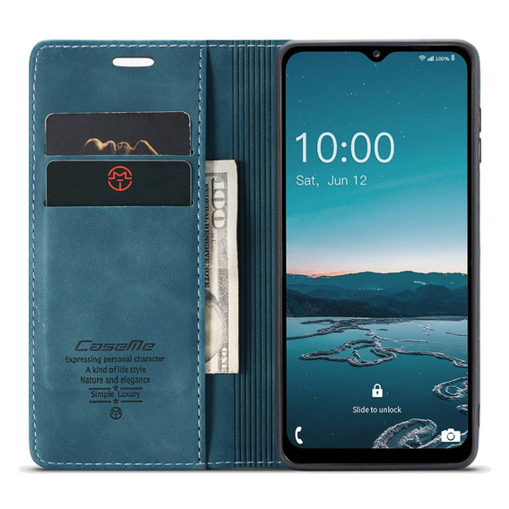 CASEME case for Samsung Galaxy M33 5G, Leather Wallet Case, blue