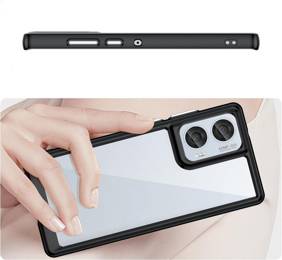 Case for Motorola Edge 50 Fusion 5G, Fusion Hybrid, transparent / black