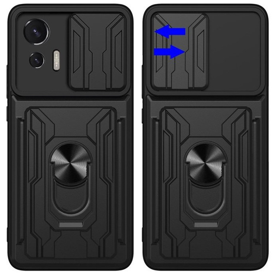 Armored case for Motorola Edge 30 Neo 5G, Camera Slide Card Slot, black