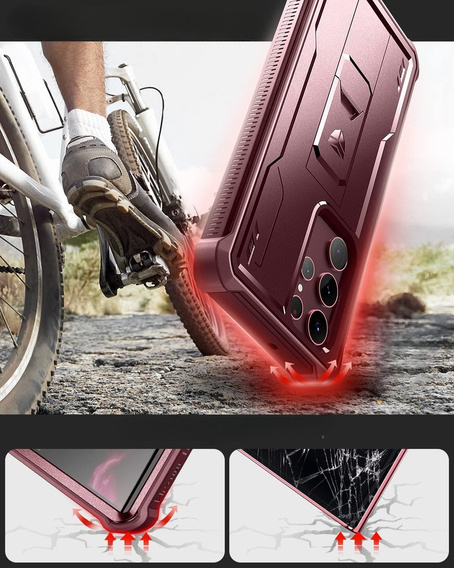 Armored case for Samsung Galaxy S22 Ultra, Dexnor Full Body, red