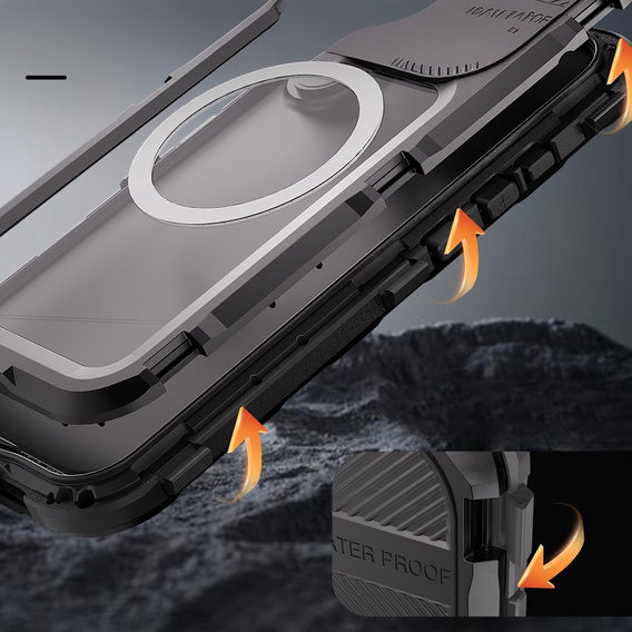 Waterproof Case, SHELLBOX IP68 MagSafe, Black for iPhone 16
