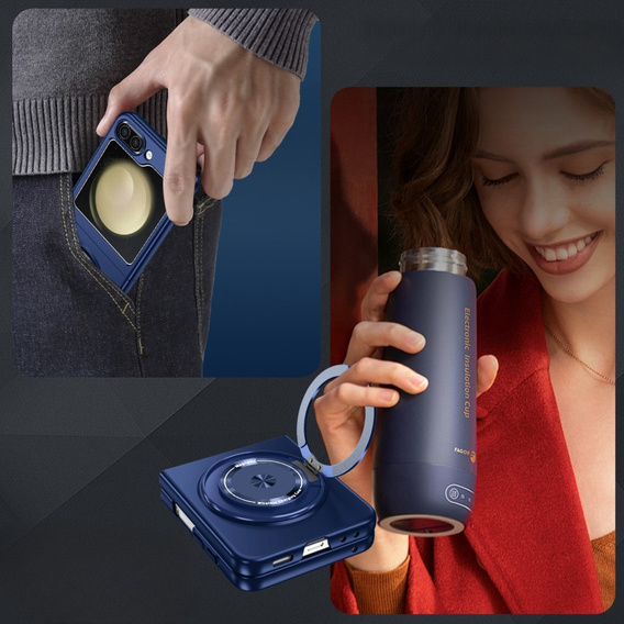 GKK case for Galaxy Z Flip 5 5G, Corners Dropproof MagSafe, clear / purple