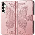 Flip case for Samsung Galaxy S25 FE, Butterfly, pink rose gold