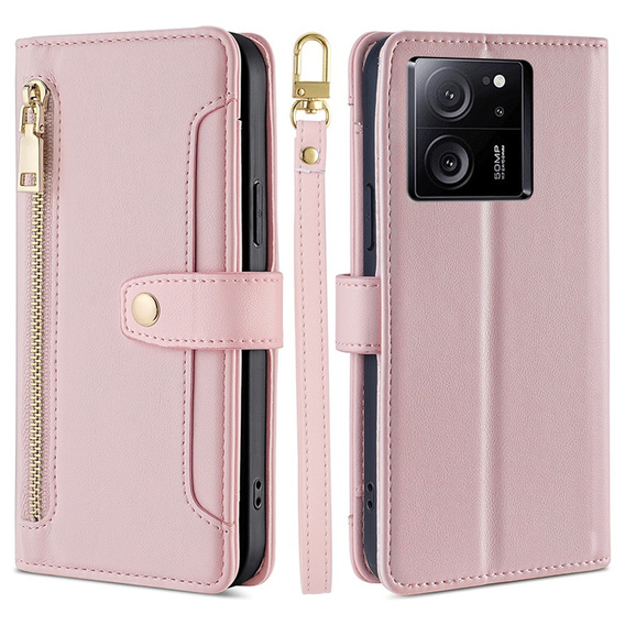Flip case for Xiaomi 13T / 13T Pro / Redmi K60 Ultra Wallet Zipper Pocket, Wallet Zipper Pocket, pink