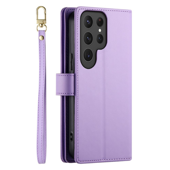 Flip case for Samsung Galaxy S25 Ultra, Wallet Zipper Pocket, purple