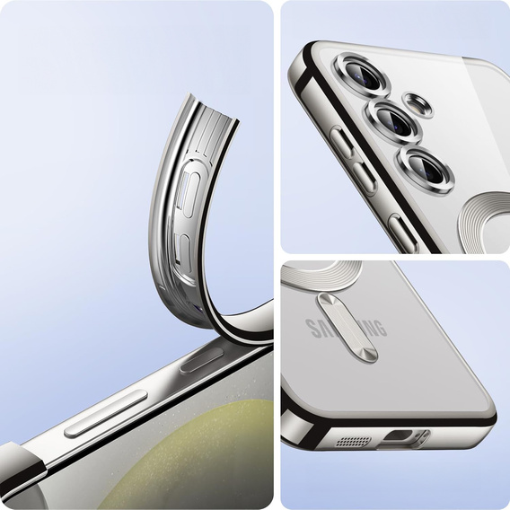 Case for Samsung Galaxy S24+ Plus, Electro MagSafe, silver + Screen Glass