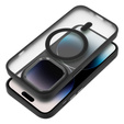 Case for iPhone 16 Pro Max, for MagSafe, ERBORD Matt Case, transparent / black + Screen Glass