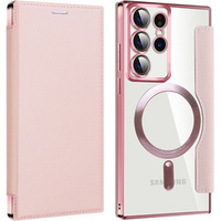 Flip case for Samsung Galaxy S22 Ultra 5G, RFID Wallet MagSafe CamShield, pink