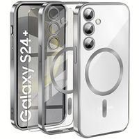 Case for Samsung Galaxy S24+ Plus, Electro MagSafe, silver + Screen Glass