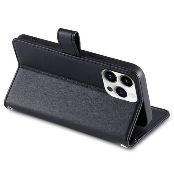 Flip case for iPhone 15 Pro, Wallet Zipper Pocket, black