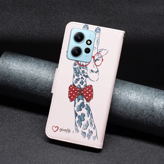 Flip case for Xiaomi Redmi Note 12 4G, Wallet, giraffe, pink