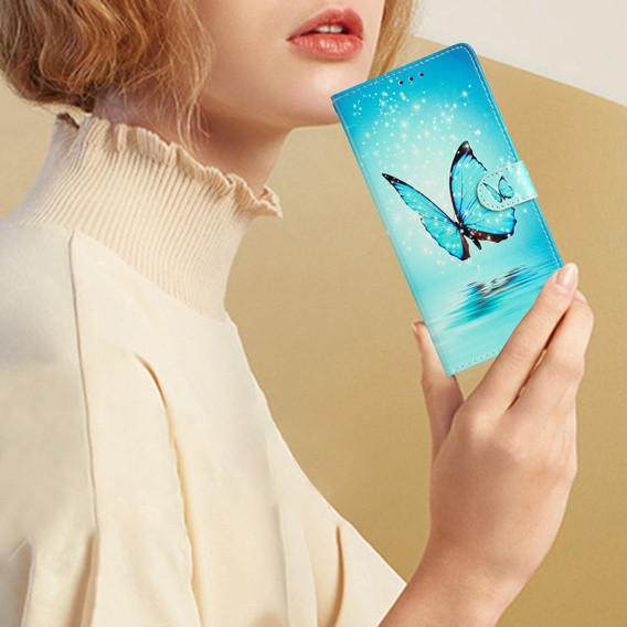 Flip case for Xiaomi Redmi Note 12S, Wallet, butterfly, blue