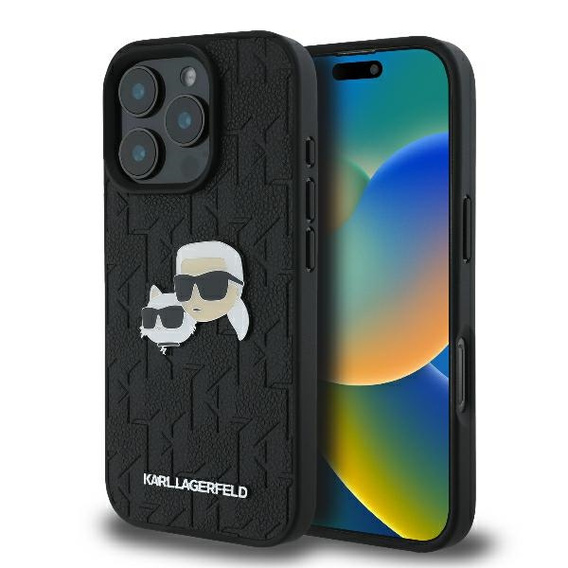 Karl Lagerfeld Hardcase Monogram Karl & Choupette Head Pin Case for iPhone 16 Pro