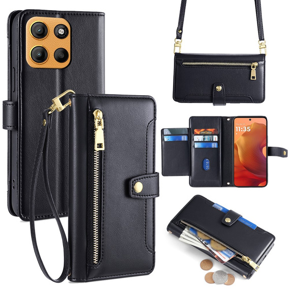 Flip case for Motorola Moto G15 / G15 Power, Wallet Zipper Pocket, black