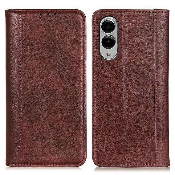Flip case for Samsung Galaxy S25 Edge, Split Leather, brown