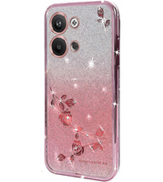 Case for Infinix Note 30 VIP, Glitter Flower, pink rose gold