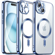 Case for iPhone 15, Electro MagSafe, blue + Screen Glass
