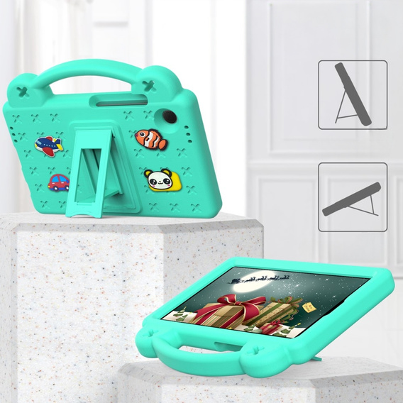 Children's case for Samsung Galaxy Tab A11 / A9, Cute Patterns, with stand, green