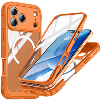 Shockproof case with glass, for MagSafe for iPhone 17 Pro, orange