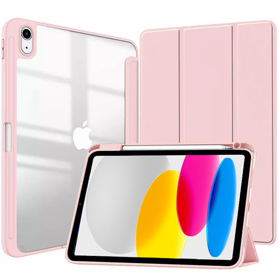 Case for iPad 10.9 2022 10 Gen, Smartcase Hybrid, with stylus space, pink