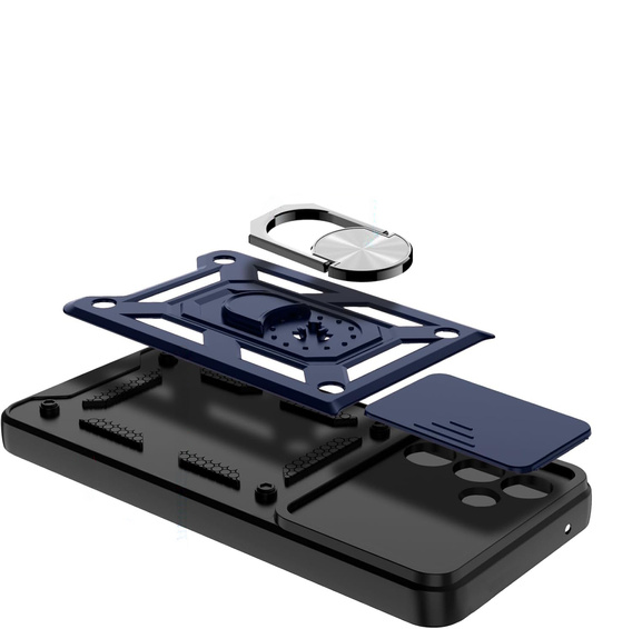 Armored Case for Samsung Galaxy A36, CamShield Slide, blue + Tempered Glass 9H