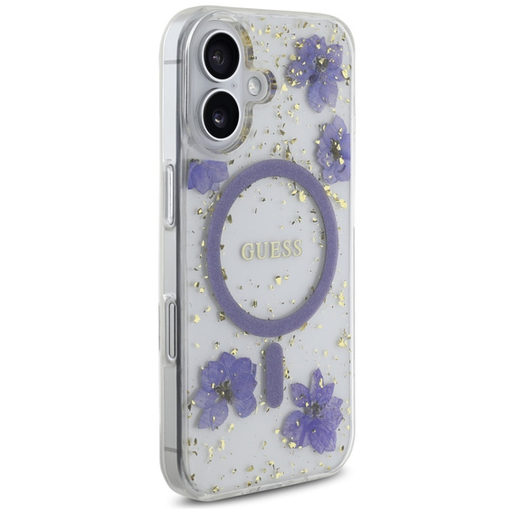 GUESS HC MagSafe Resin Flowers and Glitter Case for iPhone 16