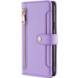 Flip case for Honor Magic5 Lite, Wallet Zipper Pocket, purple