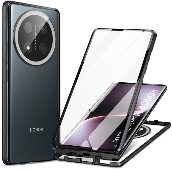 Case for Honor Magic 7 Lite, Magnetic Dual Glass, black