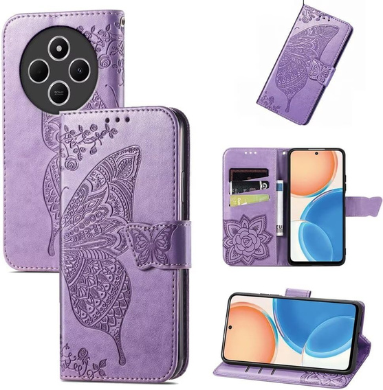 Flip case for Xiaomi Redmi 14C / Xiaomi Poco C75, Butterfly, purple