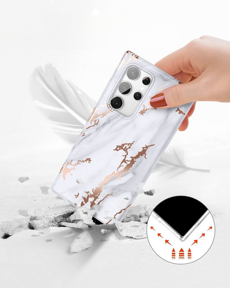 Case for Samsung Galaxy S22 Ultra, Suritch Full Body Marble, white