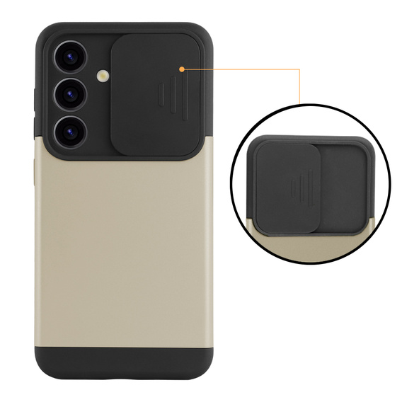Case for Samsung Galaxy S24, ERBORD CamProtect Slide Camera, gold