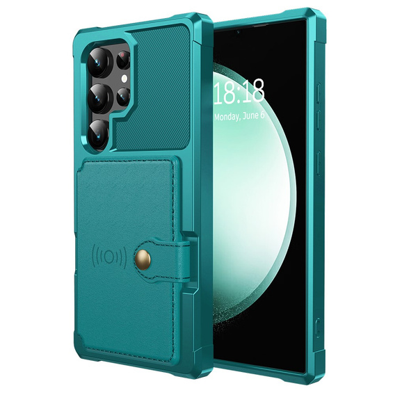 Case for Samsung Galaxy S24 Ultra, Card Holder Kickstand, green