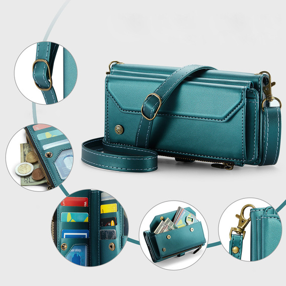 Wallet case with lock and straps for Samsung Galaxy A17 5G - green