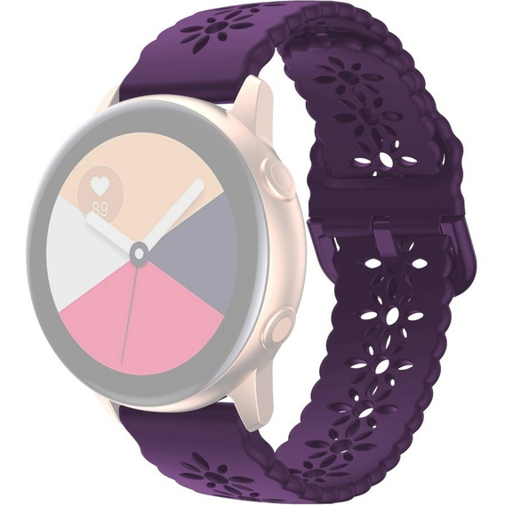Silicone strap for 22mm Soft Hollowed-out, Dark Purple