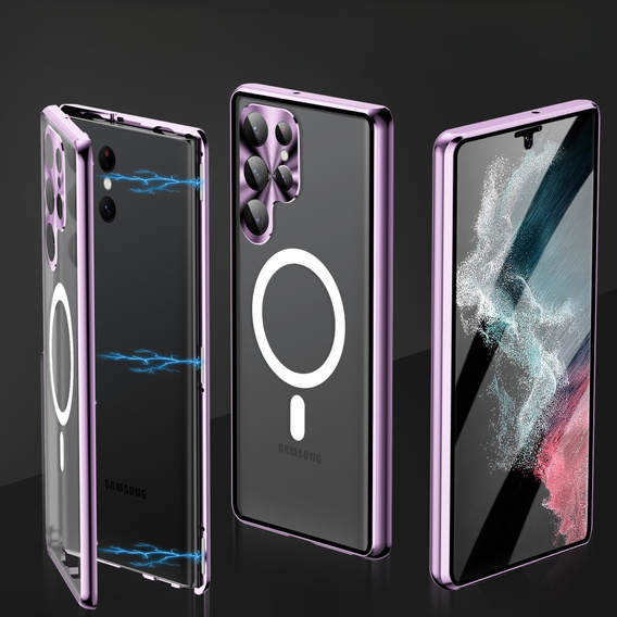 Magnetic Dual Glass MagSafe case for Samsung Galaxy S23 Ultra, purple