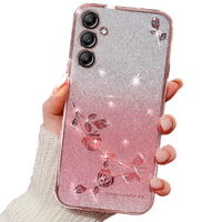 Case for Samsung Galaxy A35 5G, Glitter Flower, pink rose gold