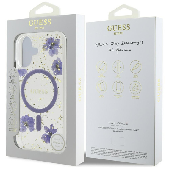 GUESS HC MagSafe Resin Flowers and Glitter Case for iPhone 16
