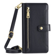 Flip case for iPhone 14, Wallet Zipper Pocket, black