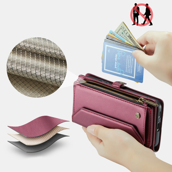 CASEME RFID Leather Wallet Case for Samsung Galaxy A57 5G, red