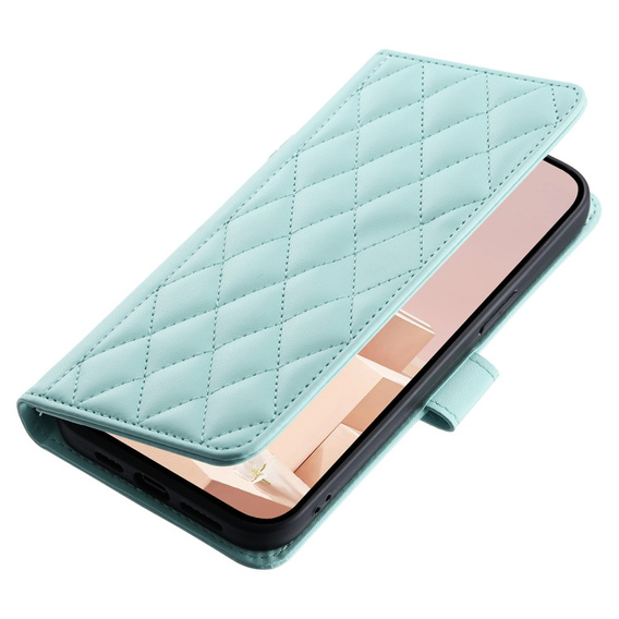 Flip case for iPhone 16 Pro Max, Rhombus Crossbody Leather, green