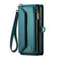 Case CASEME for Samsung Galaxy A55 5G, RFID Leather Wallet, with shoulder strap, green