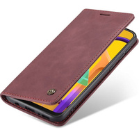 CASEME case for Samsung Galaxy M21, Leather Wallet Case, maroon