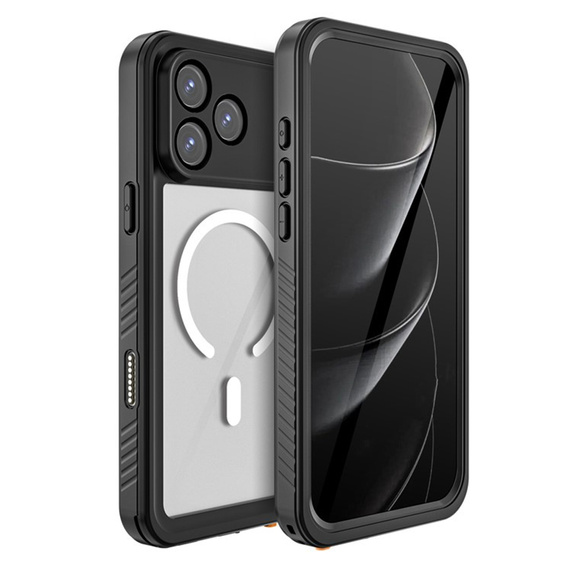Redpepper case for iPhone 17 Pro Max, IP68 waterproof, for MagSafe, clear with black sides