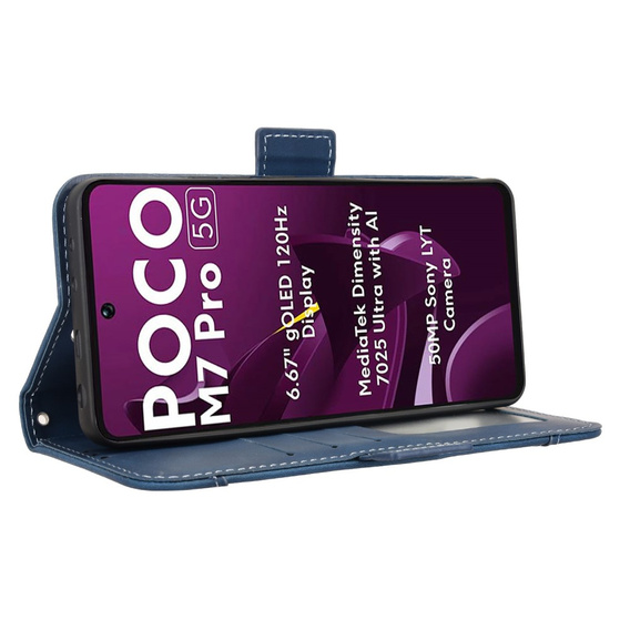 Flip case for Xiaomi Poco M7 Pro 5G, Card Slot, dark blue