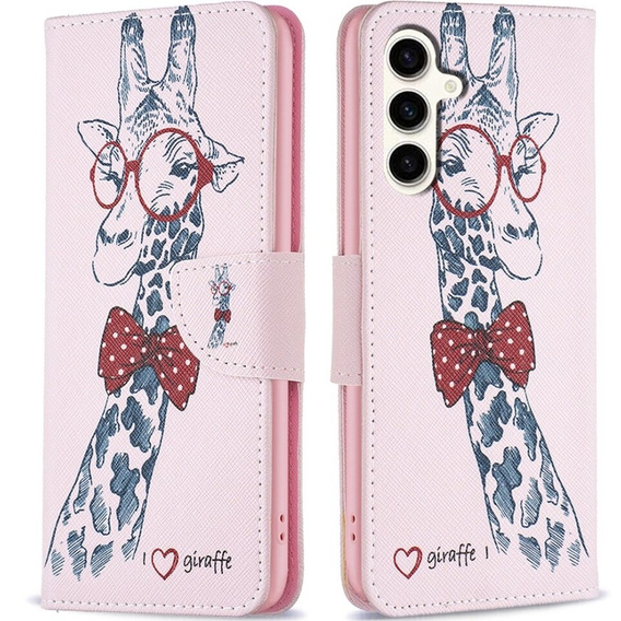 Flip case for Samsung Galaxy S23 FE, Wallet, Giraffe pink
