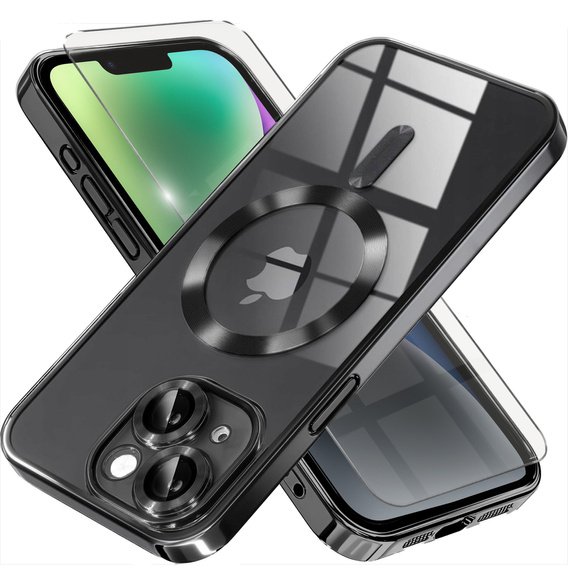 Case for iPhone 14 Plus, Electro MagSafe, black + Screen Glass