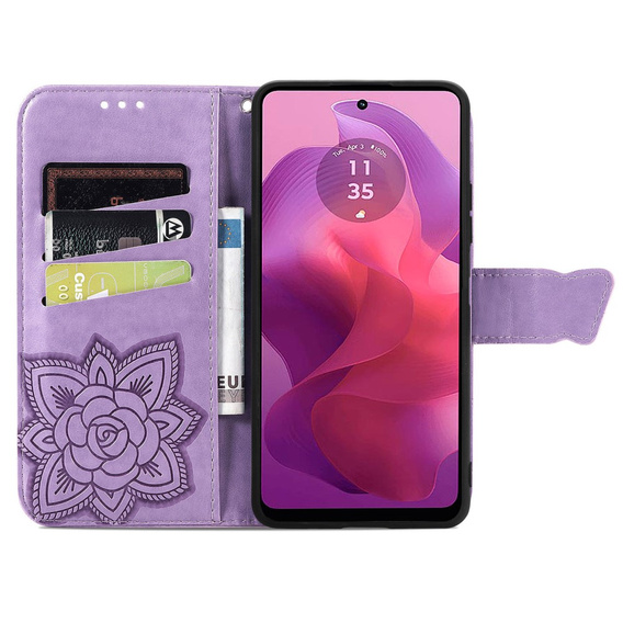 Flip case for Motorola Moto G24 / G24 Power / G04, Butterfly, purple